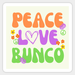 Peace Love Bunco Dice Game Sticker